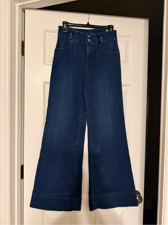 Mauve Denim - Anthropologie Maeve Corseted High Rise Wide Leg Trouser Jeans Size 28 31" Inseam